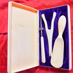 Vintage Victorian Antique ivory coloured Women's Accessory Set,  Made in England